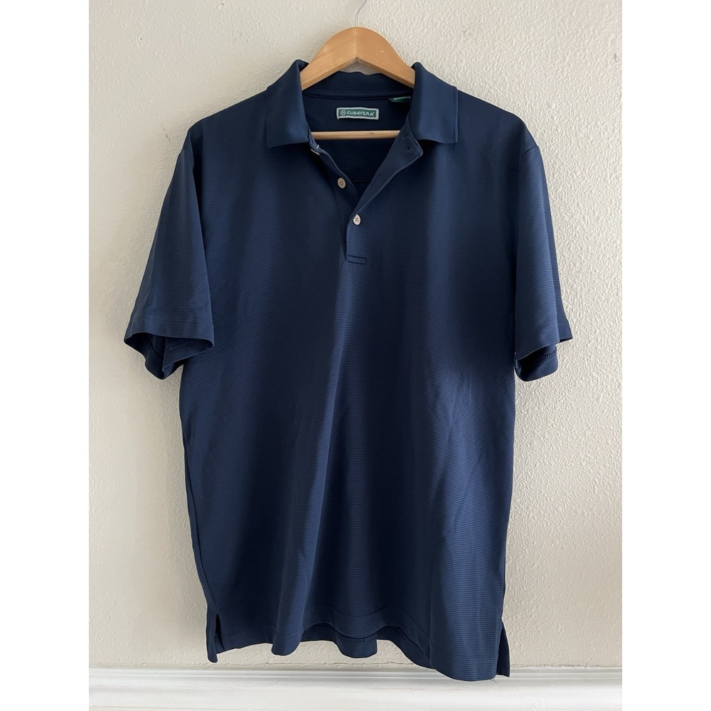 Cubavera Navy Blue Polo Shirt Men's Size Large Preppy Preformance Golf Old Money